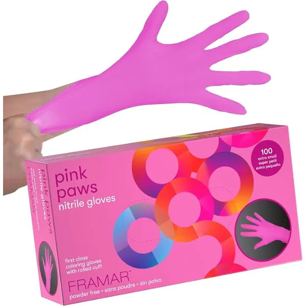 FRAMAR Pink Gloves Disposable Latex Free Pink Nitrile Gloves