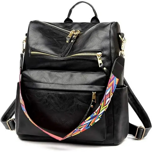 YOMYM PU Leather Backpack Purse For Women Convertible Ladies Fashion Casual Large School Shoulder Bags