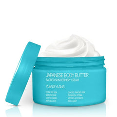 Onsen Japanese Body Butter for Women - Skin Refinery Cream Natural and Organic Shea Butter Moisturizing Clear Skin Exfoliator with Coconut Oil and Vitamin E - 8.6 fl oz / 255 ml