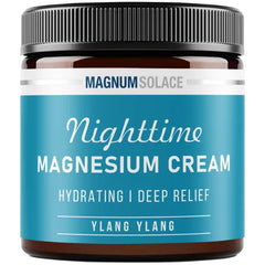 Magnum Solace Magnesium Lotion Nighttime Magnesium Cream Apply to Legs, Arms or Chest Topical Magnesium Chloride USA Made and Safe for Kids