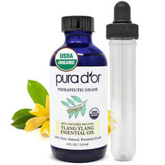 PURA D'OR Organic Essential Oil (4oz with Glass Dropper) - 100% Pure, Natural, Therapeutic Grade for Hair, Skin, Body & Aromatherapy Diffuser