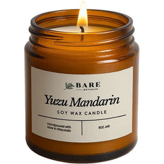 Bare Botanics 9 oz Natural Soy Candles – Lavender Fields, Peach Nectar, Warm Vanilla Oak, Yuzu Mandarin & Unscented – Non-Toxic, Plant-Based Fragrance, Hand-Poured in WI, 40-Hour Burn, Gift-Ready