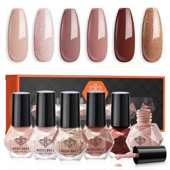 Modelones Mini Glitter Nail Polish Kit (6 Colors) – Long Lasting Quick Dry Formula – Manicure DIY Gift Set for Girls