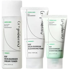 Zipiderm EGF Skin Barrier 3-Step Hydration Routine Set – Deep Cleansing Foam + Cream Toner + Hydrating Gel Cream Moisturizer, Korean Gentle Cleanse–Tone–Moisturize Duo for Sensitive, Dry & Acne-Prone