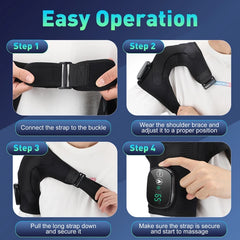 Democe Cordless Shoulder Heating Pad - Heated Wrap with 3 Vibration Modes for Women & Men