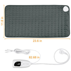 Thaliar Electric Heating Pad 12" x 24" with Controller, 6 Heat Settings with Auto Shut off - Dark Gray