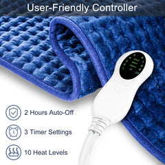 Homlixry Heating Pad for Back Pain & Cramps - 12" x 24" XL Electric Heat Pad with 10 Heat Settings