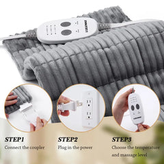 Mekek Electric Weighted Heating Pad 12" x 24" With Massager, 3 Heating Levels and 3 Massage Modes