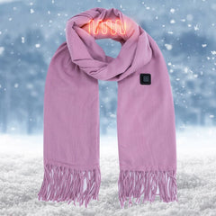FAKKDUK Heated Scarf for Women & Men - Rechargeable Neck Warmer, Soft Winter Tassel Shawl Wrap for Cold Weather