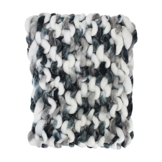 Black Chunky Rope Knit Neck Warmer Infinity Scarf