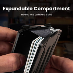 WARMOUNTS Slim Carbon Fiber Wallet for Men - Metal Money Clip & RFID Blocking Card Holder