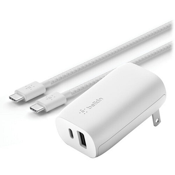 Belkin 30W USB-C PD + USB-A Wall Charger + USB-C to Lightning Cable