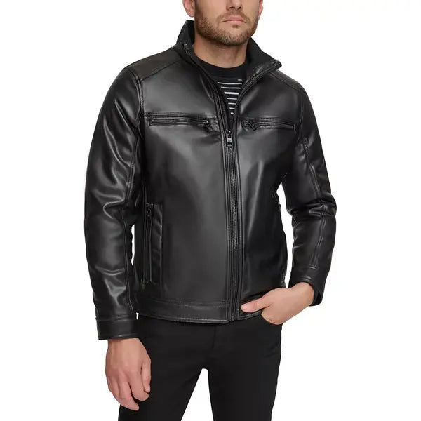 Men's Faux Leather Moto Jacket, Created for Macy's