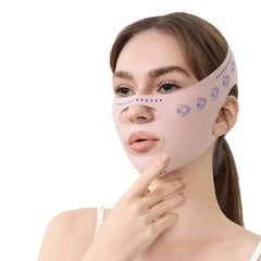 AIMERY Double Chin Strap for Sleeping Face Lift Mask with Adjustable Neck Tightening & Jawline Shaping Support for Snoring