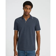 Express Tipped Zig Zag Textured Johnny Collar Polo