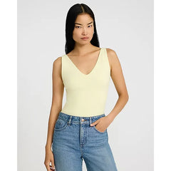 Express Body Contour Light Compression Stretch Cotton V Neck Sleeveless Bodysuit