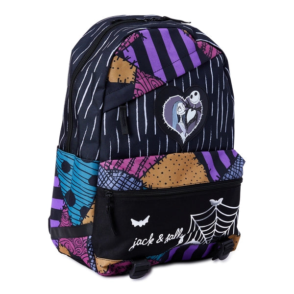 Disney The Nightmare Before Christmas Jack and Sally Unisex 18" Laptop Backpack, Black Multi-Color