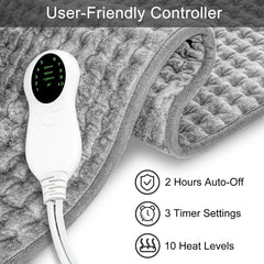 Homlixry Heating Pad for Back Pain & Cramps - 12" x 24" XL Electric Heat Pad with 10 Heat Settings