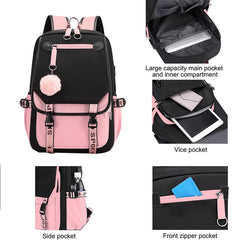 SANMADROLA School Backpack Girls Bookbag, Heavy Duty Kids Backpack 21L Children Schoolbag Bookbag with USB Charge Port