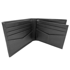 George Men's Genuine Milled Leather Bifold Wallet with Wing, RFID Protected - Black