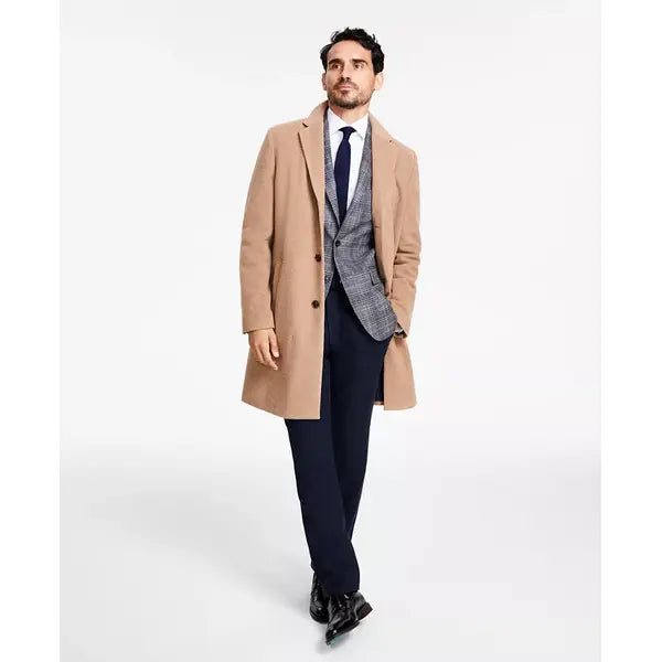 Men's Addison Wool-Blend Trim Fit Overcoat