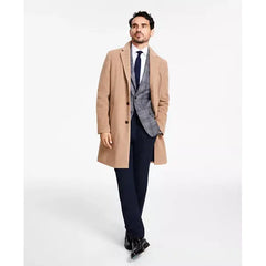 Men's Addison Wool-Blend Trim Fit Overcoat