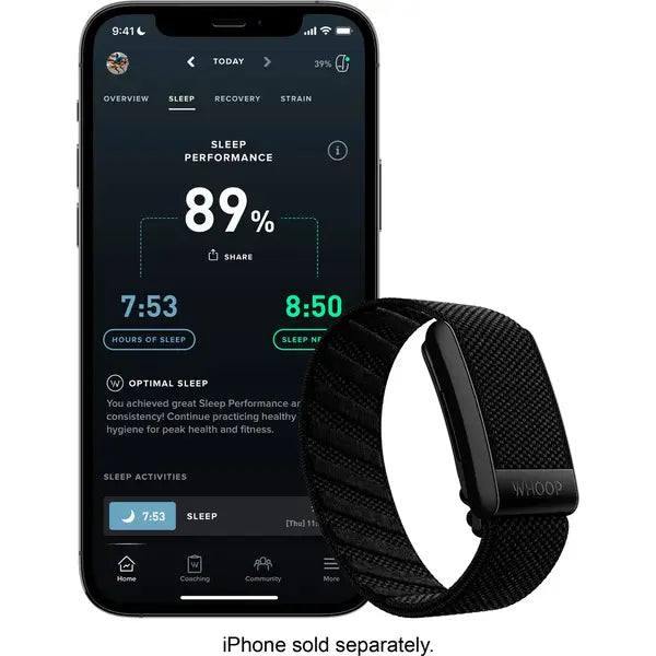 Whoop 4.0 Health and Fitness Tracker with Superknit Band (970-001-000) - Onyx (12 Month Subscription)
