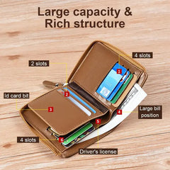 Oceantree PU Leather Front Pocket Wallet for Men - RFID Blocking Bifold with Zip & Card Holder