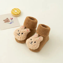 PATPAT Baby/toddler likes Cute doll terry thick mid-tube non-slip toddler socks Cofee