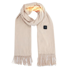 FAKKDUK Heated Scarf for Women & Men - Rechargeable Neck Warmer, Soft Winter Tassel Shawl Wrap for Cold Weather