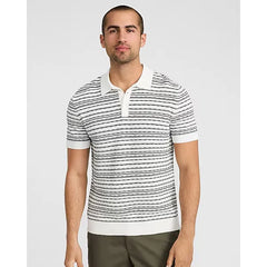 Express Textured Striped Weave Cotton Sweater Polo