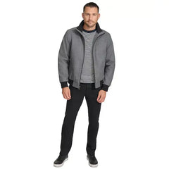 Men's Wool Bomber Jacket With Knit Trim