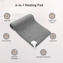 Maxkare 12 x 24 inch Heating Pad with 4 Heat Settings & Auto Shut-off - Gray