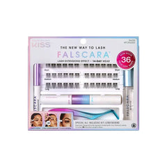 KISS Falscara Starter Kit Deluxe, Lash Extension Kit, Lengthening Wisps, 10mm-12mm-14mm, 36 Lash Clusters
