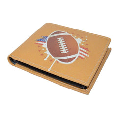 Leatherboss Men's Bifold Wallet – American Football Sports Theme | Genuine Leather Card & Cash Holder