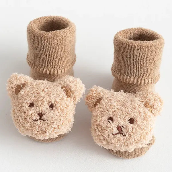 PATPAT Baby/toddler likes Cute doll terry thick mid-tube non-slip toddler socks Khaki