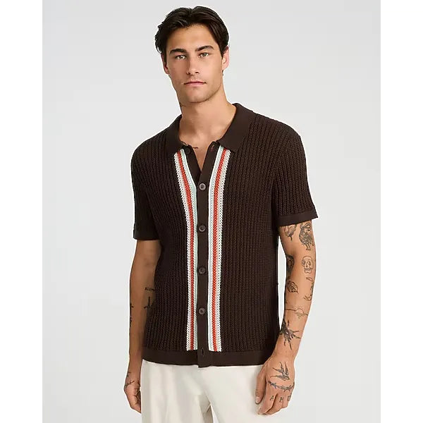 Express Textured Ribbed Cotton Striped Sweater Polo