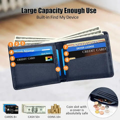 Miroddi Genuine Leather Wallet with Smart Tracker - Minimalist RFID Blocking for Men & Boys