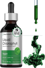 Horbäach Liquid Chlorophyll Drops 2 oz Vegan, Non GMO, and Gluten Free Formula Natural Peppermint Flavor