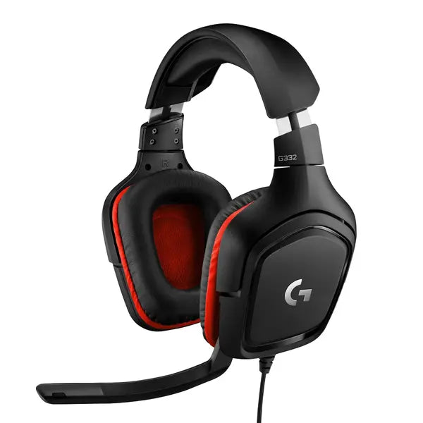 Logitech G332  Wired Gaming Headset, Rotating Leatherette  red black (981-000757)