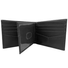 George Men's Genuine Milled Leather Bifold Wallet with Wing, RFID Protected - Black