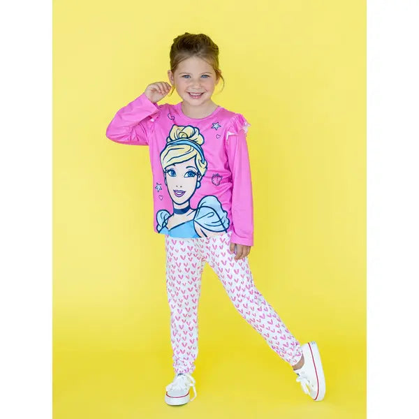 Patpat Disney Princess Baby Girl 2pcs Character Print Long-sleeve Top and Leggings Set  Pink