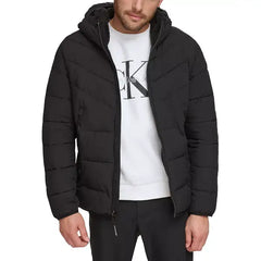 Men's Chevron Stretch Jacket With Sherpa Lined Hood
