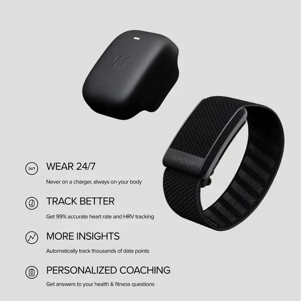 Whoop 4.0 Health and Fitness Tracker with Superknit Band (970-001-000) - Onyx (12 Month Subscription)