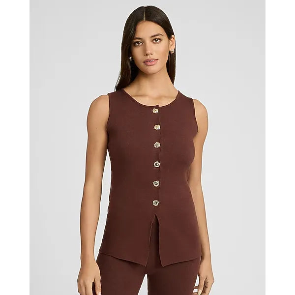 Express Novelty Button Knit Cutaway Vest