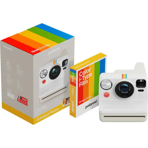 Polaroid Now Gen 3 Instant Camera + 8 Instant Photos - Pebble White
