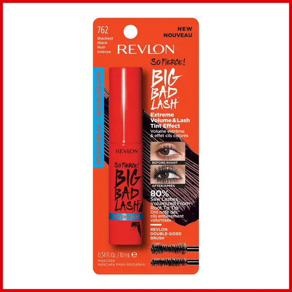 Revlon So Fierce! Big Bad Lash, Extreme Volume Mascara, 24hr Wear, 762 Waterproof Blackest Black, 0.34 fl. Oz