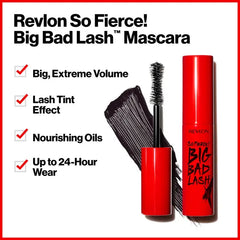 Revlon So Fierce! Big Bad Lash, Extreme Volume Mascara, 24hr Wear, 762 Waterproof Blackest Black, 0.34 fl. Oz