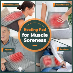 Lieberwell Electric Heating Pads 12''×24'' With LCD Controller, 10 Heat Settings 3 Timer, Auto Shut Off Function