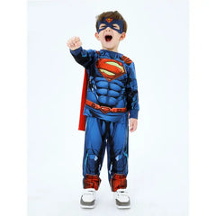 PATPAT Justice League 3-piece Toddler Boy Super Heroes Cosplay Costume Set with Cloak and Face Mask Blue